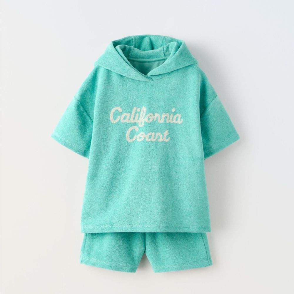 Zara Terry Cloth Aqua Matching Set